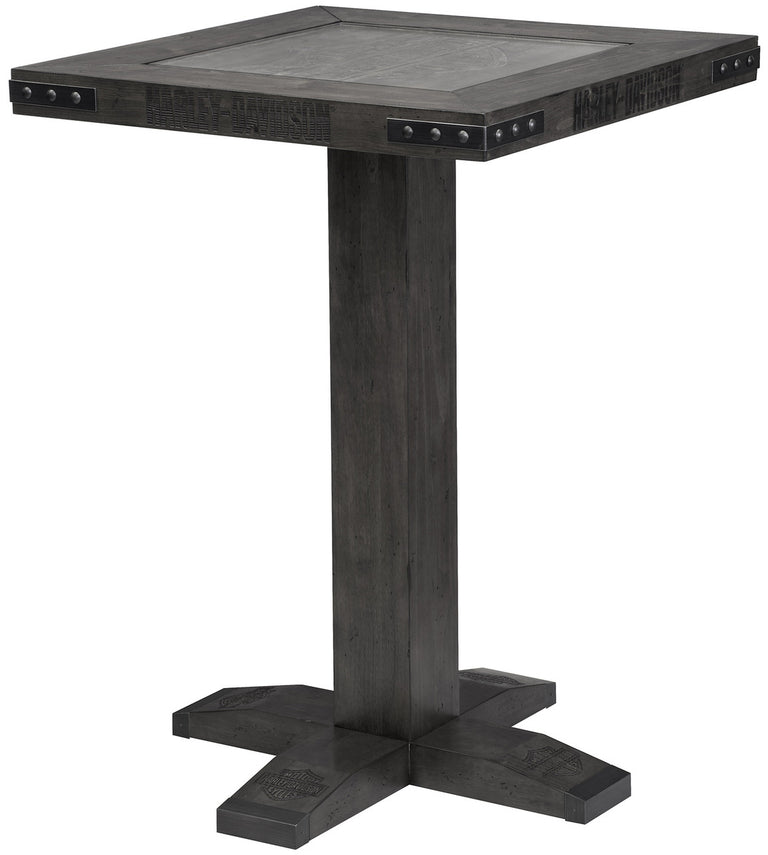 Harley Davidson Pub Table Bar and Shield Square Table - Industrial Grey