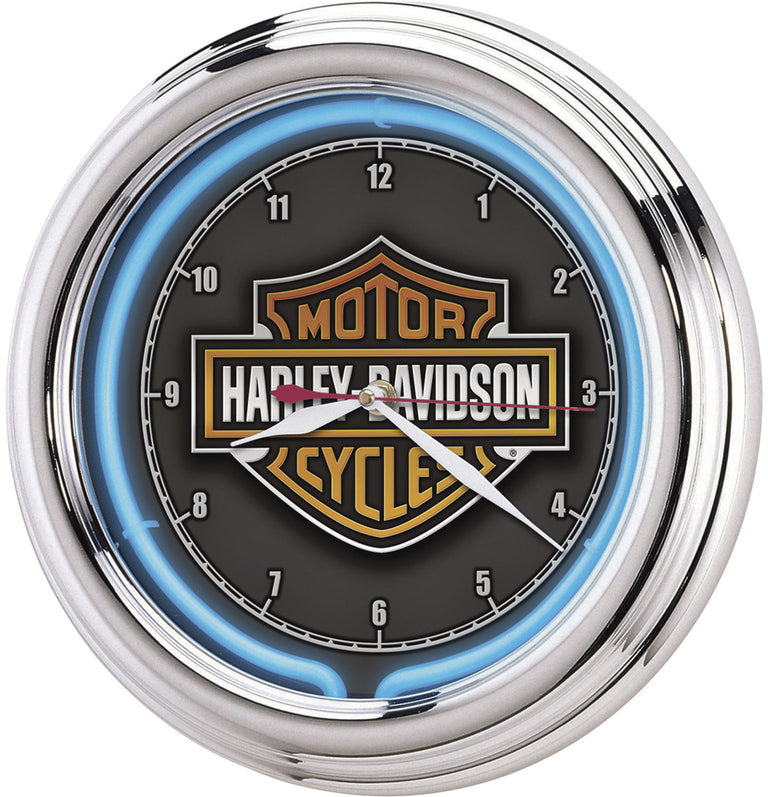 Harley Davidson Clock - Essential Bar and Shield Neon Clock
