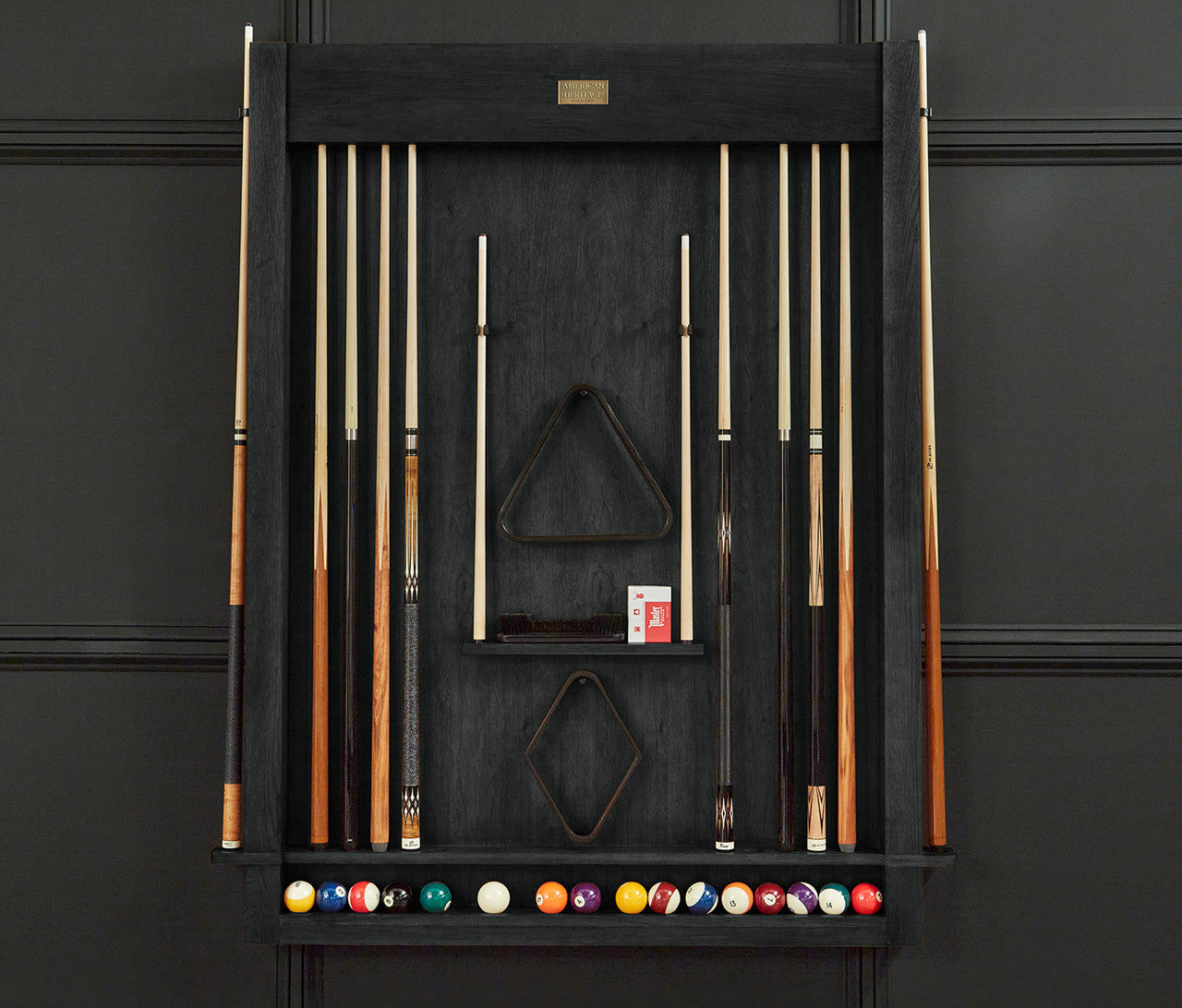 Alta Cue Rack Wall Mount 12 Cues - Black Ash