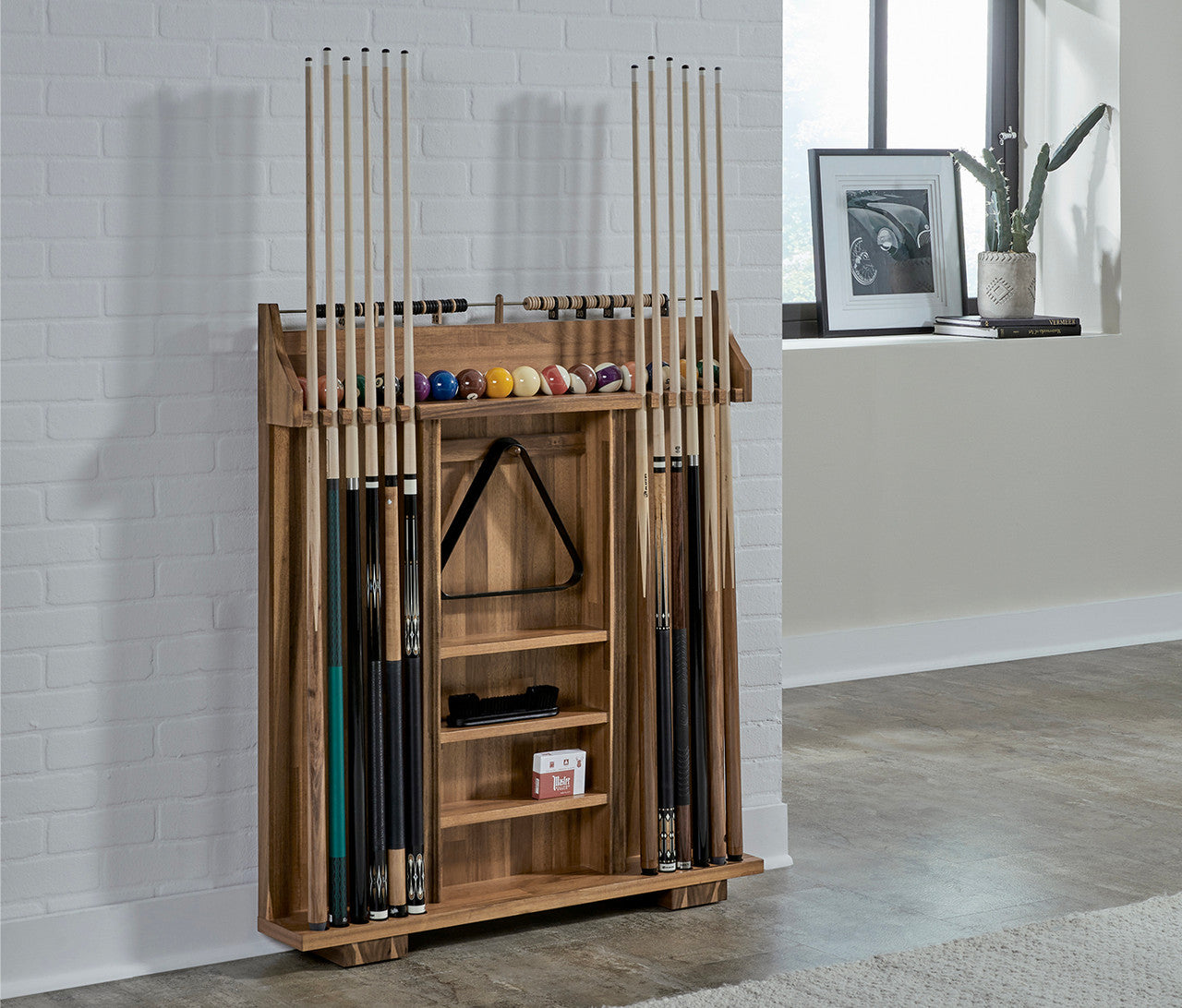 American Heritage Knoxville Freestanding 12 Cue Rack - Acacia Finish