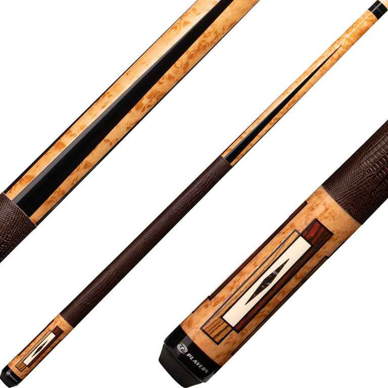 Players E2340 Exotic Series Pool Cue - Antique Maple, Cocobolo and Bocote with Black Points