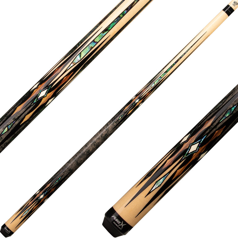 Pure X HXTE12 Cue - Natural Birdseye Maple with Zebrawood, Abalone and Bone