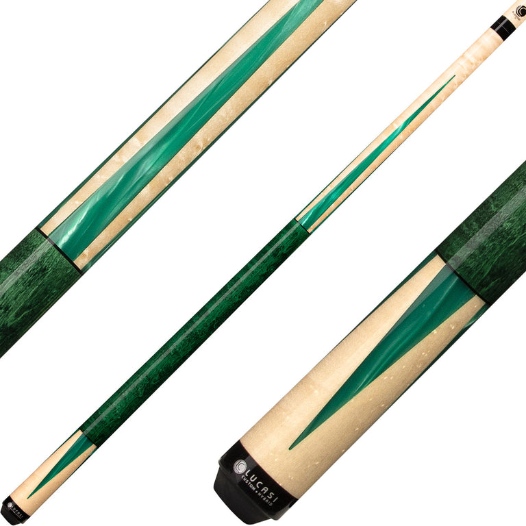 Lucasi LZC18 Natural Birdseye Maple with Majestic Emerald Inlays Cue