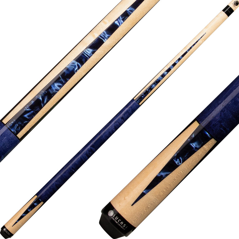 Lucasi LZC16 Natural Birdseye Maple with Blue Luster Inlays Cue