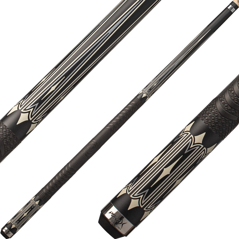 Pure X HXT103 Cue - Matte Black with Imitation Bone and Silver Crush Inlay