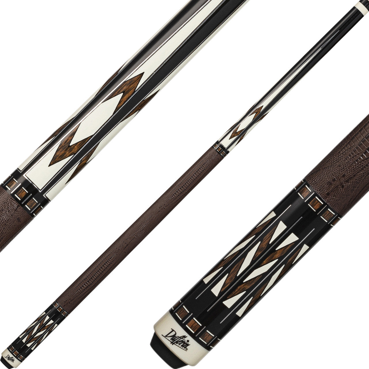 Dufferin D-SE52 Pool Cue - Brown and Black with Leather Wrap