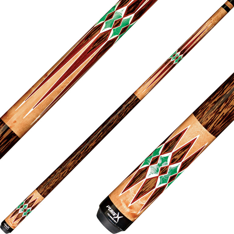Pure X HXTE6 Cue - Birdseye Maple with Blackpalm and Malocite Graphics
