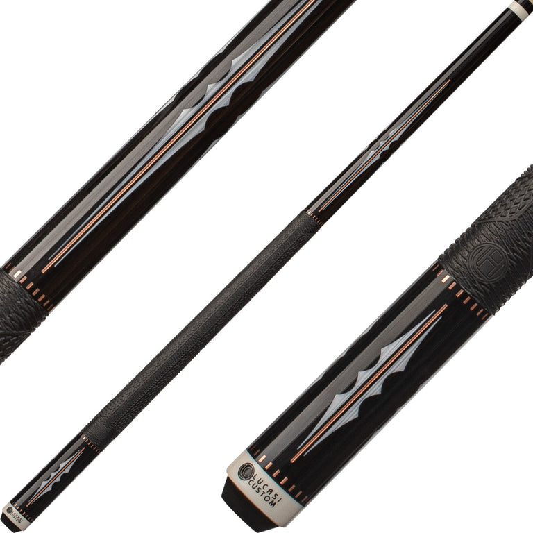 Lucasi LHF68 Hybrid Midnight Black with 4 Bone and Rose Gold Floating Blades Cue