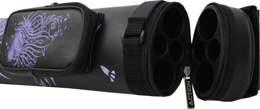 Athena 2x2 Hard Cue Case - Black and Purple