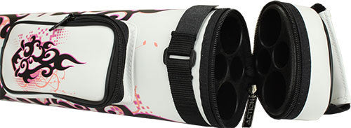 Athena 2x2 Hard Cue Case - White and Pink Heartburn