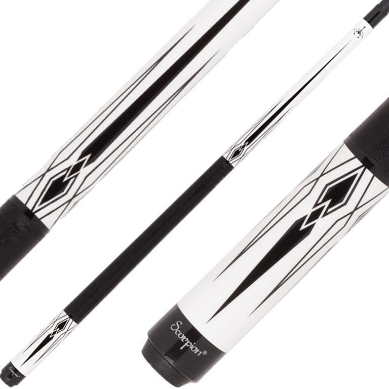 Scorpion SW10 Pool Cue - White with Black Points