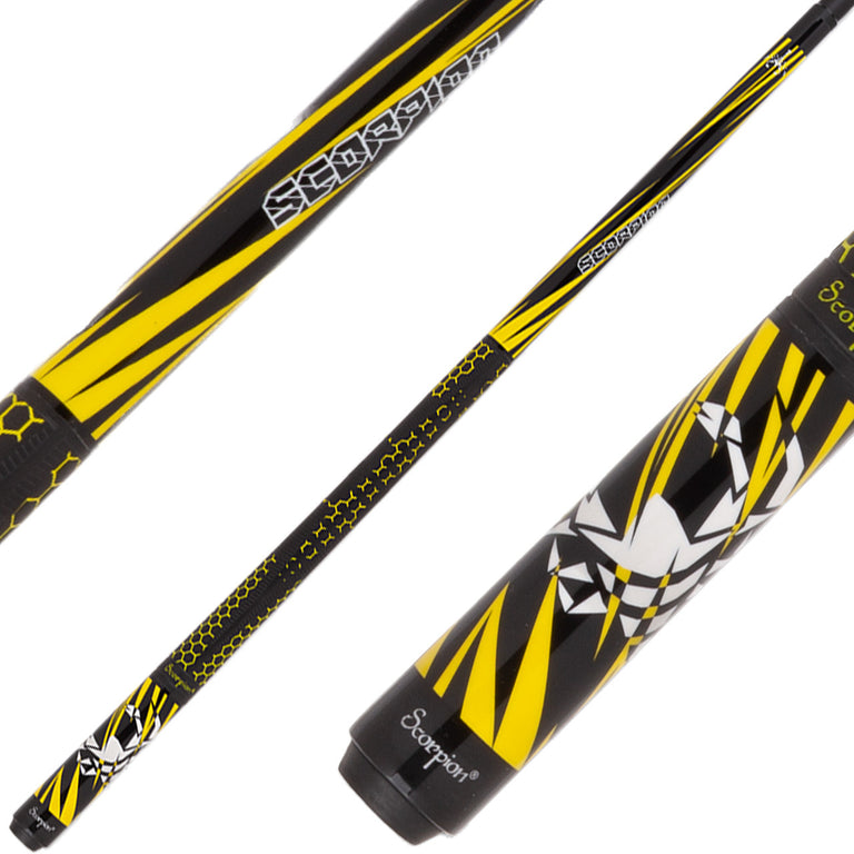 Scorpion SW31 Pool Cue - Black with Yellow Slanted Points