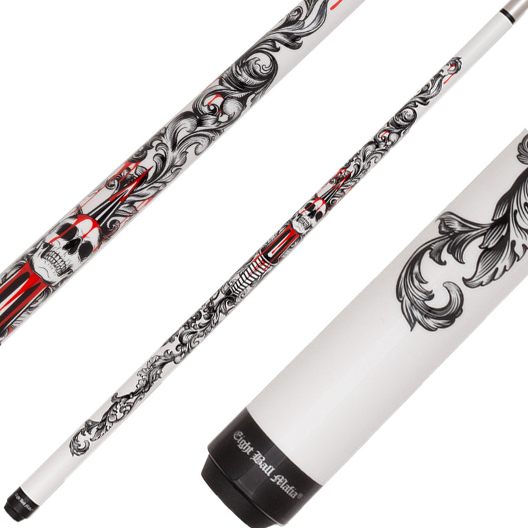 Eight Ball Mafia EBM33 Cue - White with Skull Design