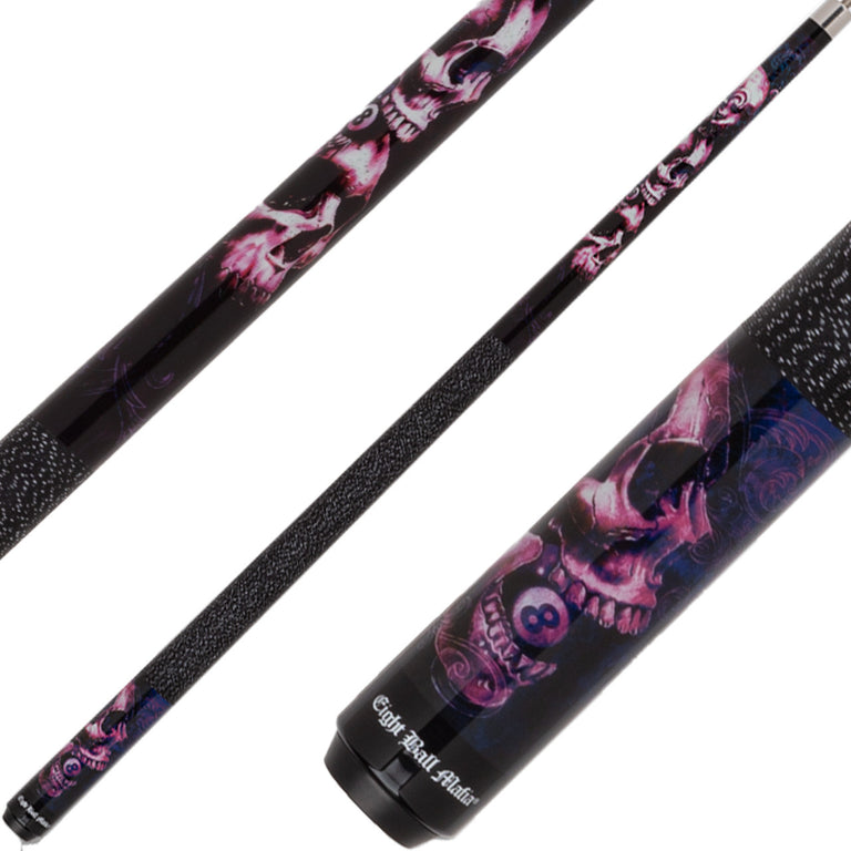 Eight Ball Mafia EBM34 Cue - Pink and Purple Stacked Skulls