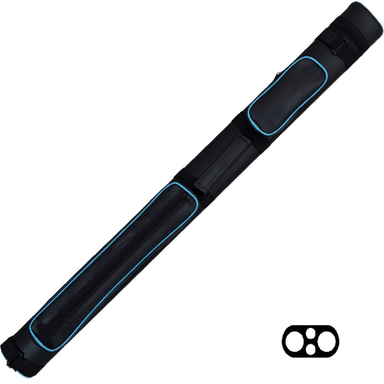 Action 2x2 Hard Cue Case - Black with Blue Piping