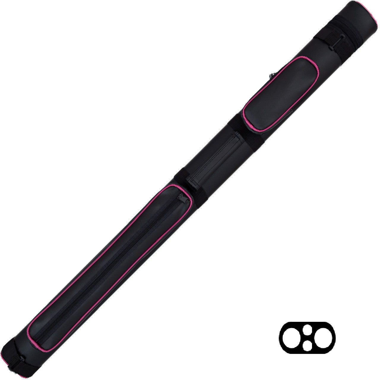 Action 2x2 Hard Cue Case - Black with Purple Piping