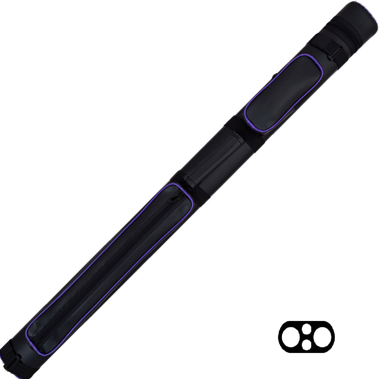 Action 2x2 Hard Cue Case - Black with Purple Piping