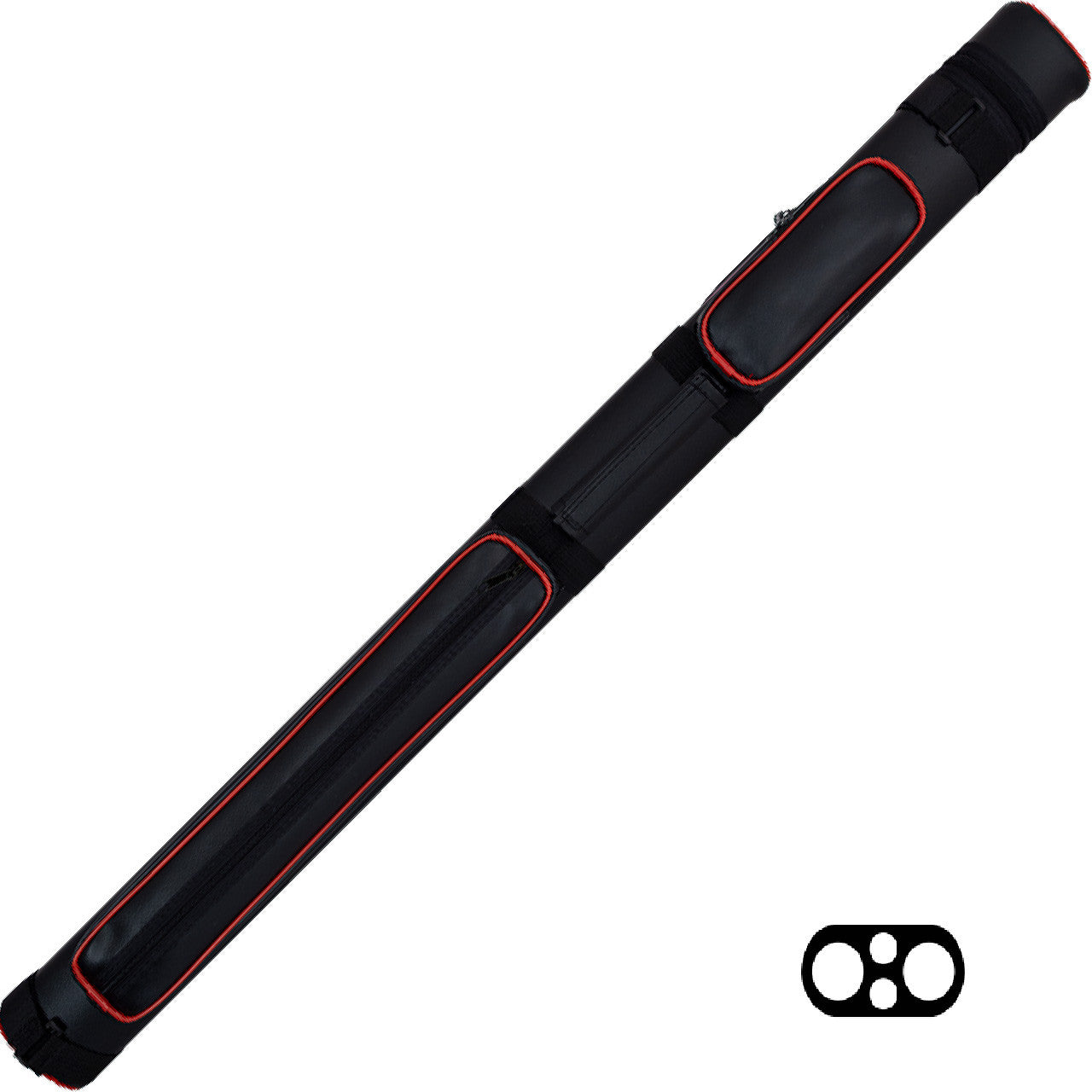 Action 2x2 Hard Cue Case - Black with Red Piping