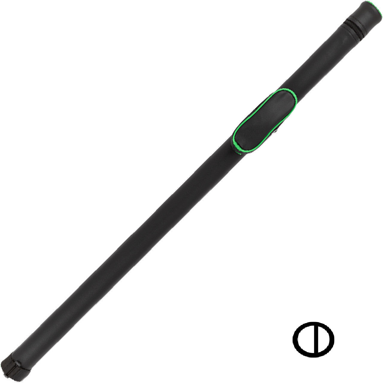 Action 1x2 Hard Round Cue Case - Green Piping
