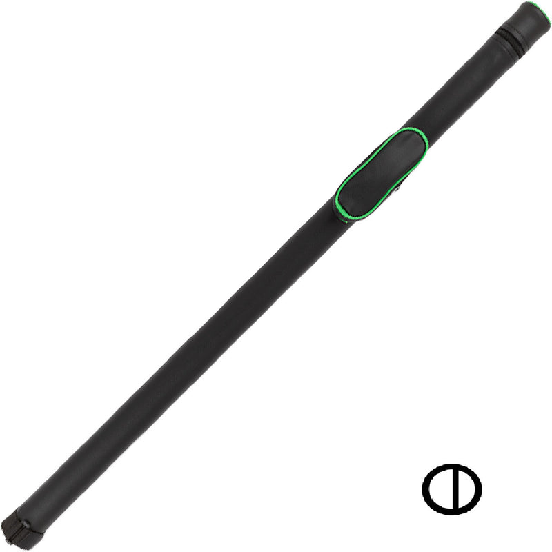 Action 1x2 Hard Round Cue Case - Green Piping