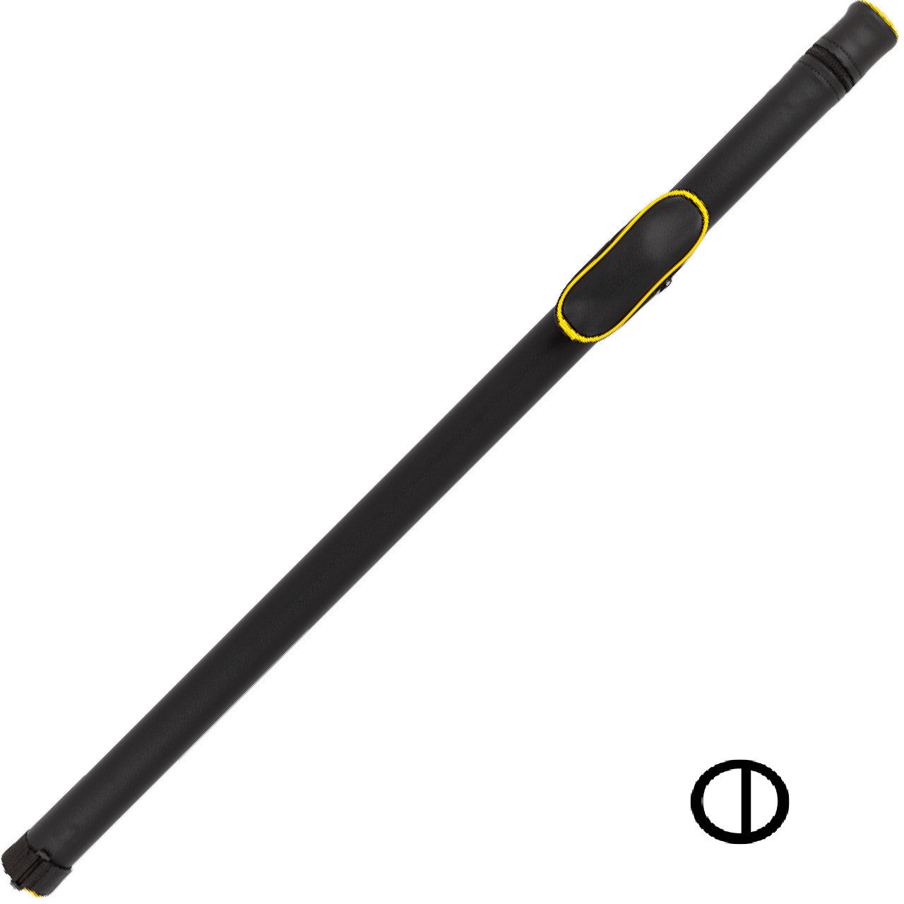 Action 1x2 Hard Round Cue Case - Yellow Piping