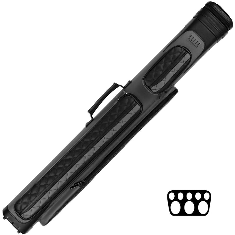 Elite Vintage Leather 3x5 Hard Cue Case - Black and Gray