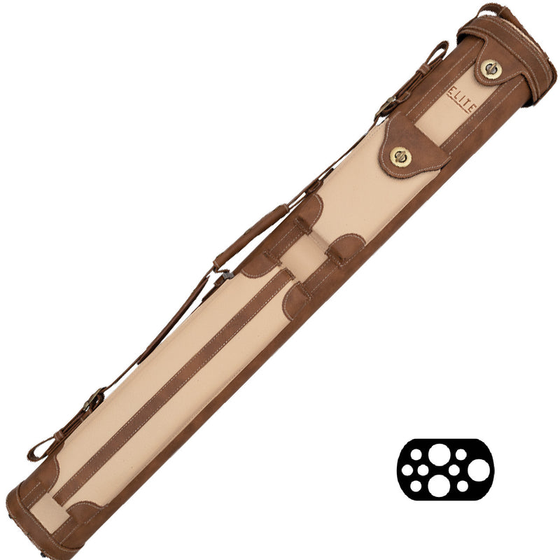 Elite Vintage Leather 3x7 Hard Cue Case - Brown