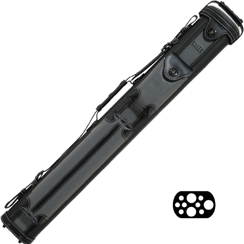 Elite Vintage Leather 3x7 Hard Cue Case - Black and Gray
