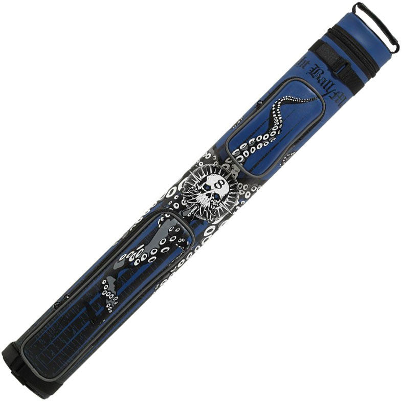 Eight Ball Mafia 2x2 Hard Cue Case - Blue with Skull Octopus