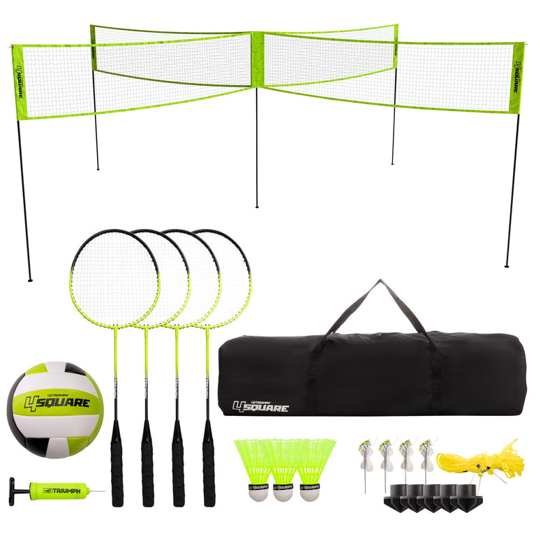 Triumph 4 Square Volleyball and Badminton Combo Set