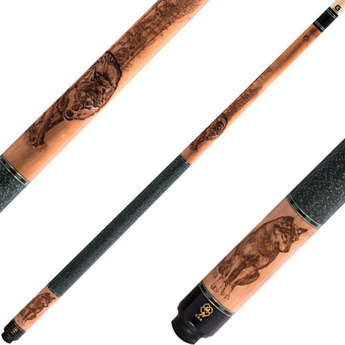 McDermott G338 Wildfire 3D Burnt Wood Cue - Wolves