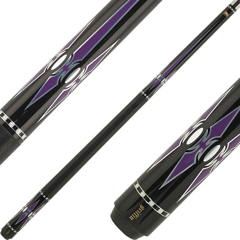 Griffin Cues GR48 Black with Purple and Silver Reflective Points