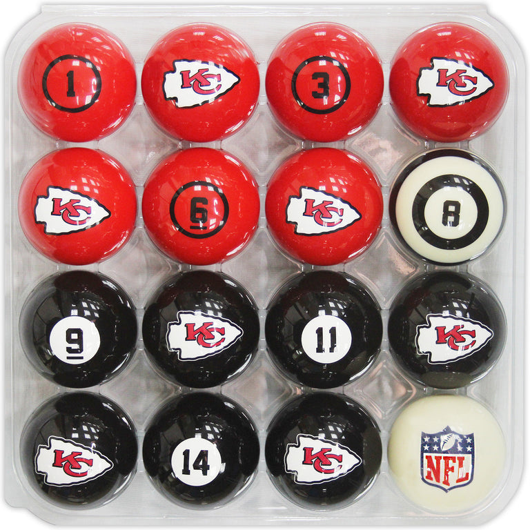 Kansas City Chiefs Pool Balls with Numbers