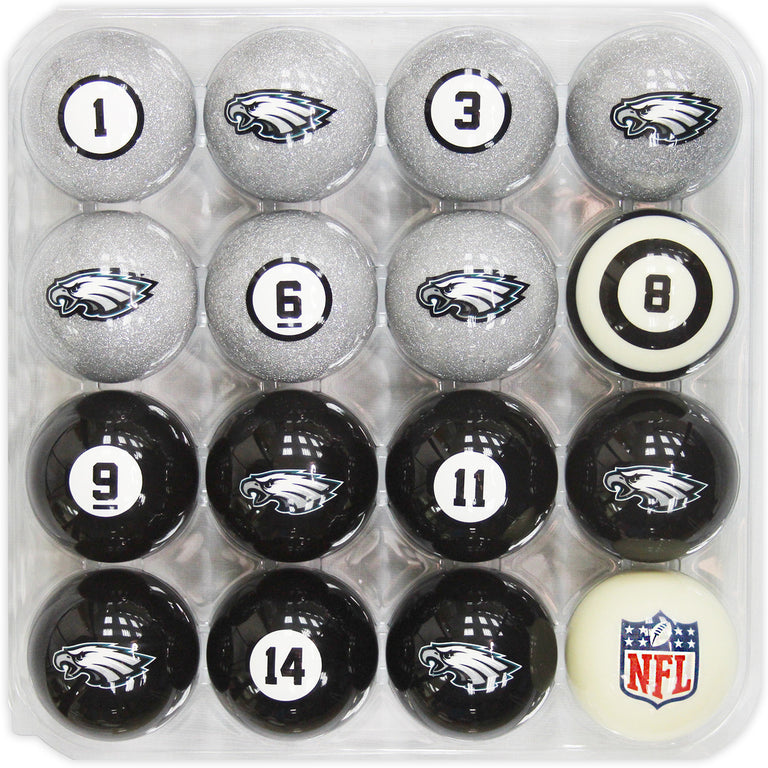 Philadelphia Eagles Pool Balls with Numbers