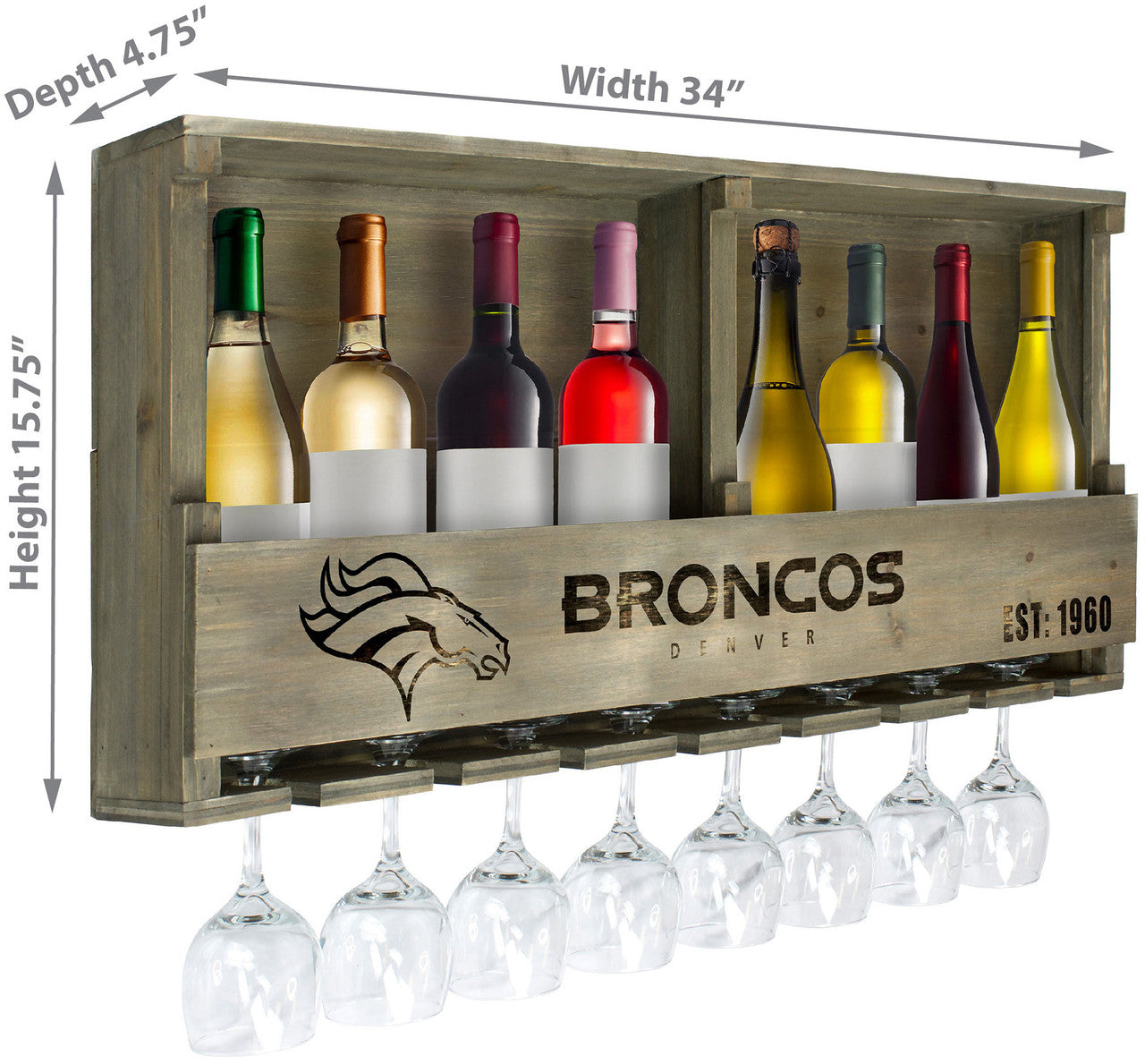 Denver Broncos Bar Shelf Reclaimed Wood