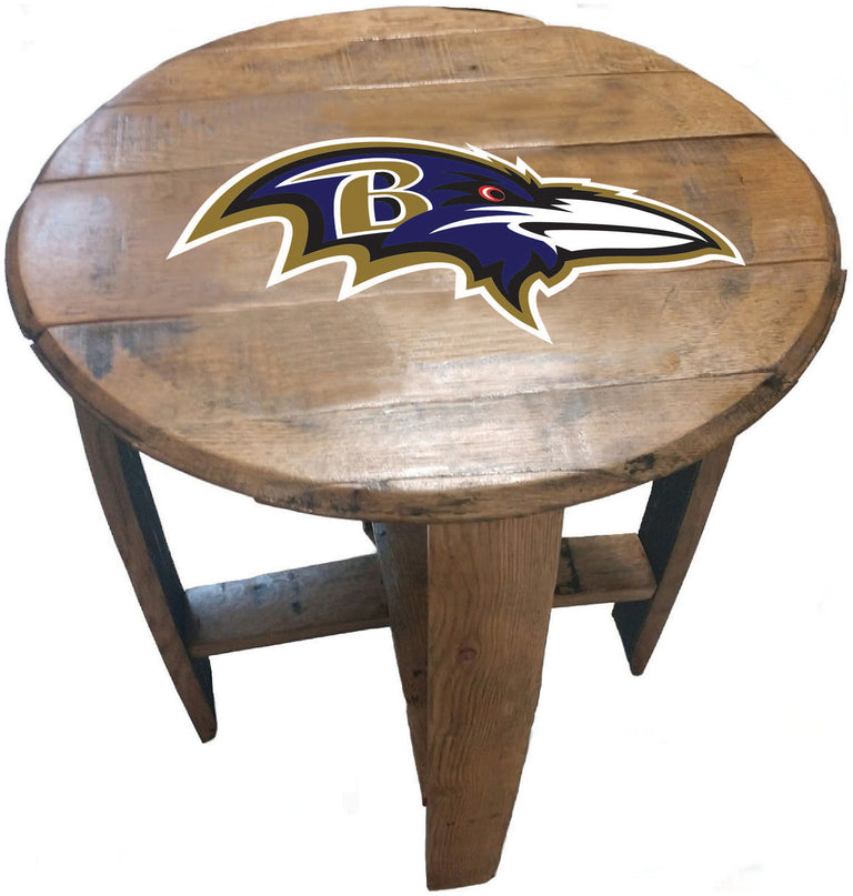 Baltimore Ravens Oak Barrel Table