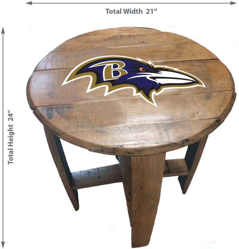 Baltimore Ravens Oak Barrel Table