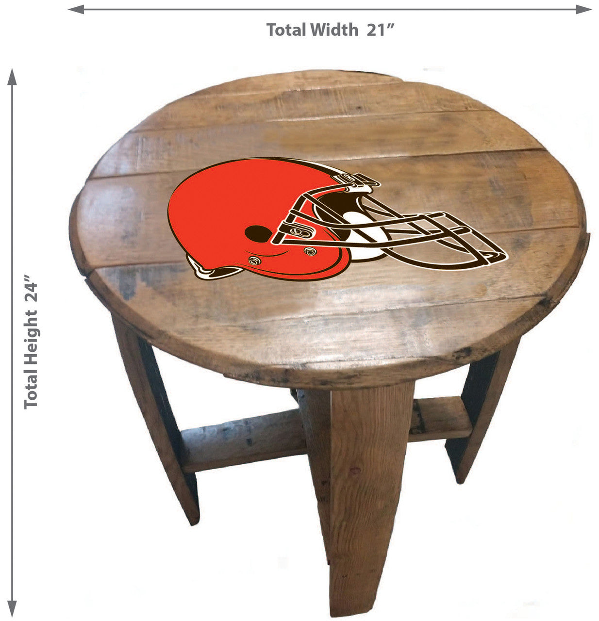 Cleveland Browns Oak Barrel Table