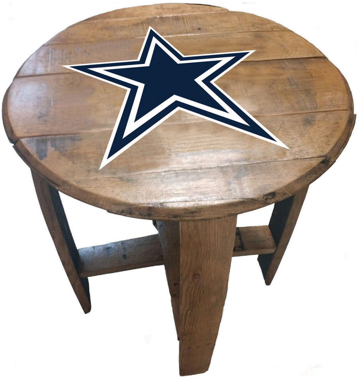 Dallas Cowboys Oak Barrel Table
