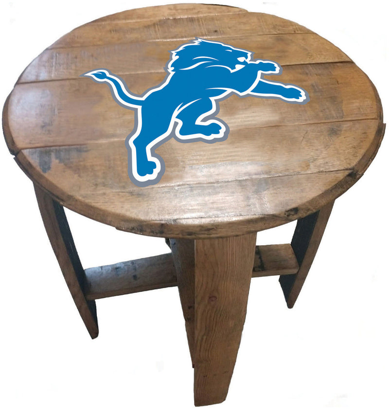 Detroit Lions Oak Barrel Table