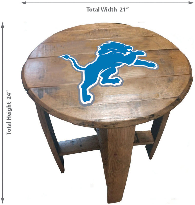 Detroit Lions Oak Barrel Table