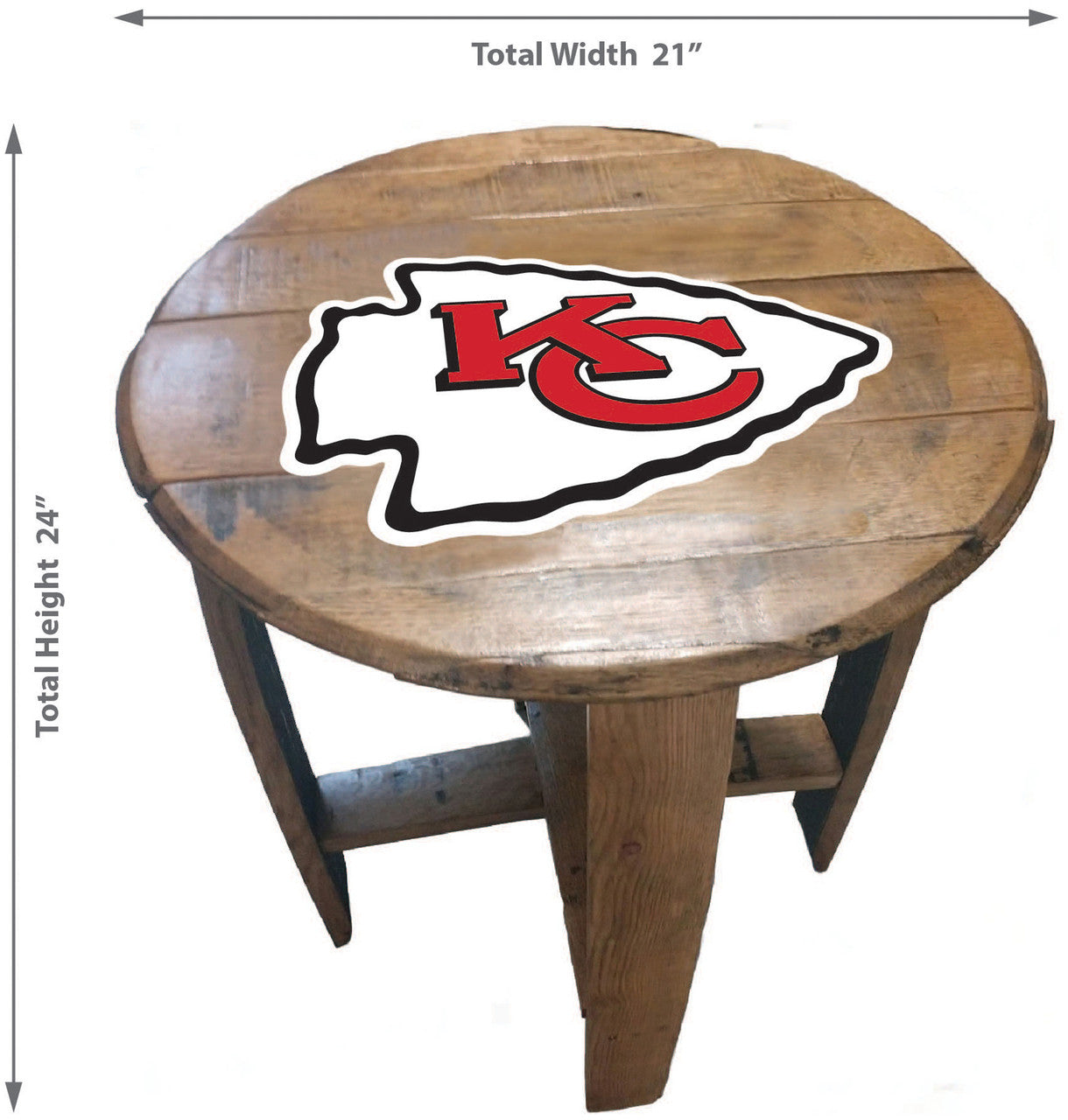 Kansas City Chiefs Oak Barrel Table