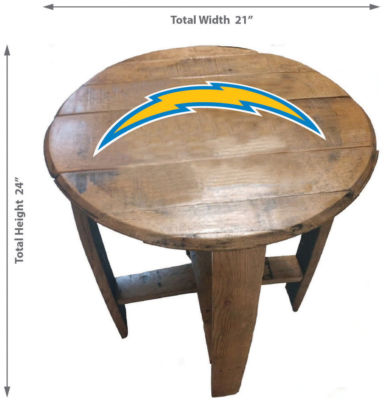 Los Angeles Chargers Oak Barrel Table