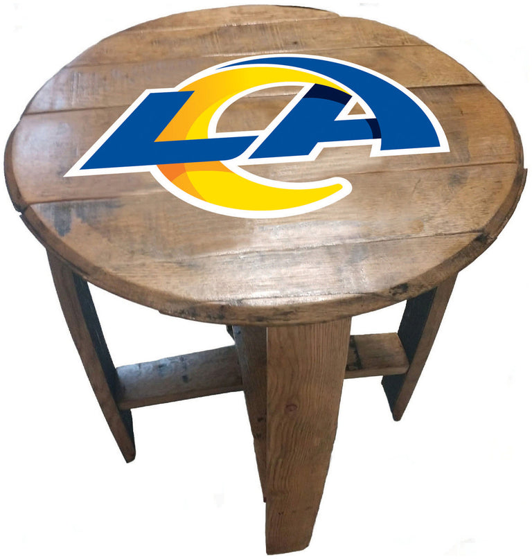 Los Angeles Rams Oak Barrel Table