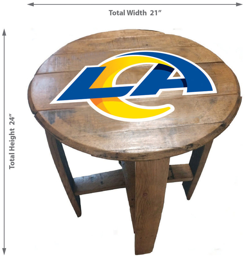 Los Angeles Rams Oak Barrel Table