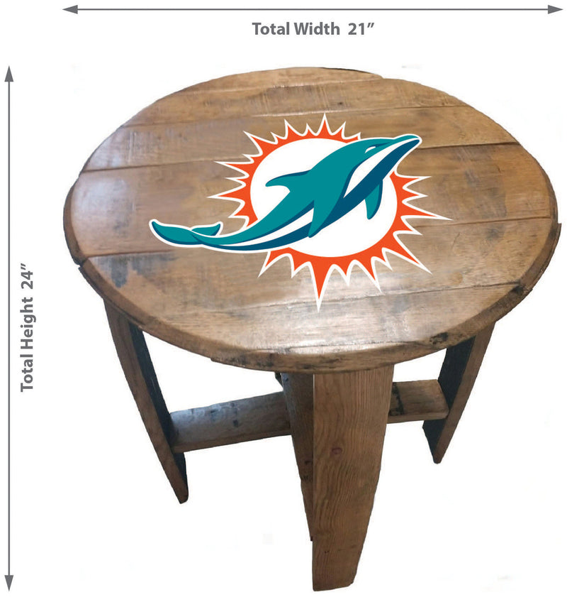 Miami Dolphins Oak Barrel Table