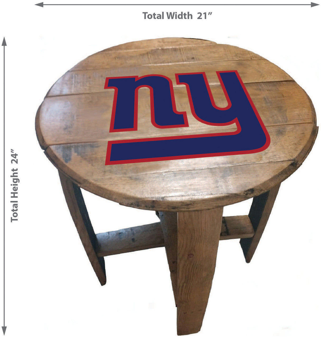 New York Giants Oak Barrel Table