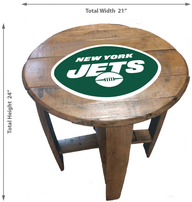 New York Jets Oak Barrel Table