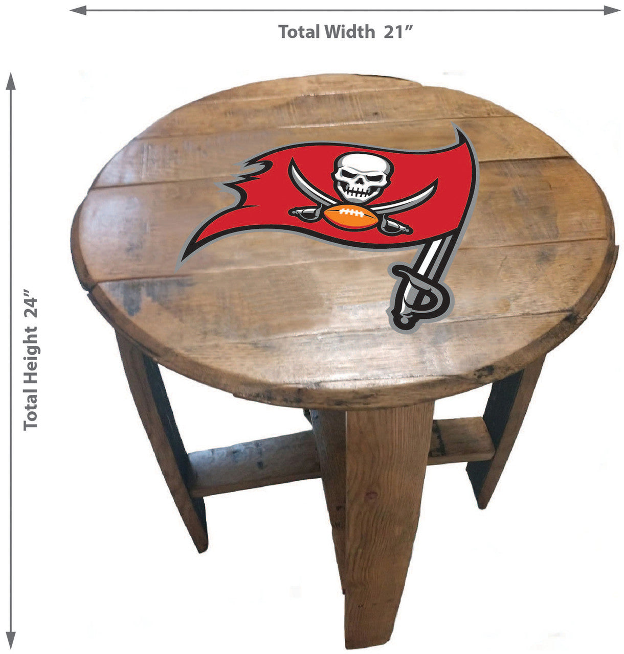 Tampa Bay Buccaneers Oak Barrel Table