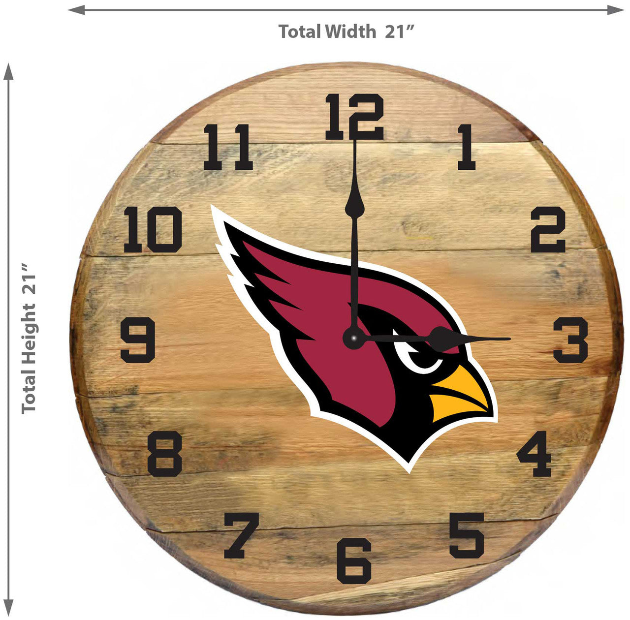 Arizona Cardinals Oak Barrel Clock